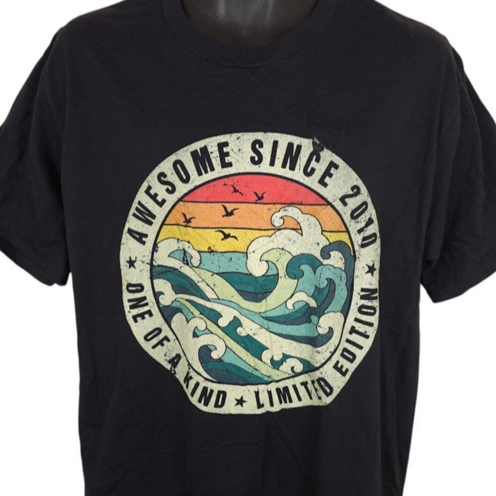 Rainbow Waves T Shirt Mens Size Large Black Awesome One Of A Kind Limited